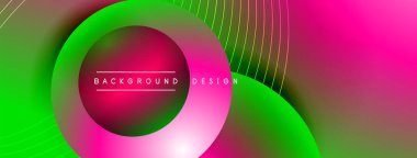 Gölgeli gradyan daireler. Vektör tekno soyut arka plan. Modern üstüste bindirme formları duvar kağıdı arkaplanı, tasarım şablonu