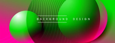 Gölgeli gradyan daireler. Vektör tekno soyut arka plan. Modern üstüste bindirme formları duvar kağıdı arkaplanı, tasarım şablonu