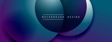 Gölgeli gradyan daireler. Vektör tekno soyut arka plan. Modern üstüste bindirme formları duvar kağıdı arkaplanı, tasarım şablonu