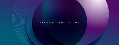 Gölgeli gradyan daireler. Vektör tekno soyut arka plan. Modern üstüste bindirme formları duvar kağıdı arkaplanı, tasarım şablonu