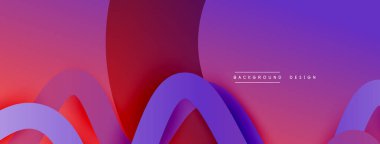 Gölge efektli dalga çizgisi olan soyut gradyan arkaplan. Geometrik bileşim. 3B gölge efektleri ve sıvı eğimleri