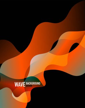 Dikey akışkan eğimli dalga soyut arkaplanı. Karanlıkta parlak renk dalgaları. Duvar Kağıdı, Sancak, Arkaplan, İniş Sayfası için Vektör İllüstrasyonu