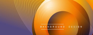 Gölgeli gradyan daireler. Vektör tekno soyut arka plan. Modern üstüste bindirme formları duvar kağıdı arkaplanı, tasarım şablonu