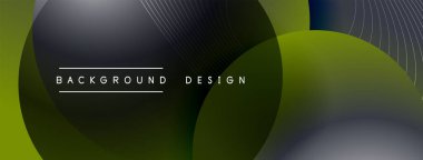 Gölgeli gradyan daireler. Vektör tekno soyut arka plan. Modern üstüste bindirme formları duvar kağıdı arkaplanı, tasarım şablonu