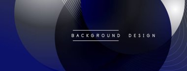 Gölgeli gradyan daireler. Vektör tekno soyut arka plan. Modern üstüste bindirme formları duvar kağıdı arkaplanı, tasarım şablonu