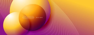 Gölgeli gradyan daireler. Vektör tekno soyut arka plan. Modern üstüste bindirme formları duvar kağıdı arkaplanı, tasarım şablonu