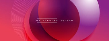 Gölgeli gradyan daireler. Vektör tekno soyut arka plan. Modern üstüste bindirme formları duvar kağıdı arkaplanı, tasarım şablonu