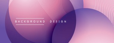 Gölgeli gradyan daireler. Vektör tekno soyut arka plan. Modern üstüste bindirme formları duvar kağıdı arkaplanı, tasarım şablonu