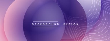 Gölgeli gradyan daireler. Vektör tekno soyut arka plan. Modern üstüste bindirme formları duvar kağıdı arkaplanı, tasarım şablonu