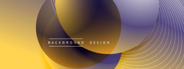 Gölgeli gradyan daireler. Vektör tekno soyut arka plan. Modern üstüste bindirme formları duvar kağıdı arkaplanı, tasarım şablonu