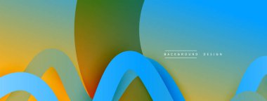 Gölge efektli dalga çizgisi olan soyut gradyan arkaplan. Geometrik bileşim. 3B gölge efektleri ve sıvı eğimleri