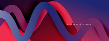 Gölge efektli dalga çizgisi olan soyut gradyan arkaplan. Geometrik bileşim. 3B gölge efektleri ve sıvı eğimleri