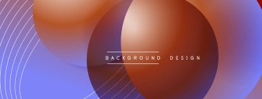 Gölgeli gradyan daireler. Vektör tekno soyut arka plan. Modern üstüste bindirme formları duvar kağıdı arkaplanı, tasarım şablonu