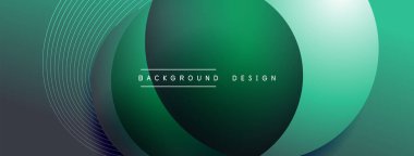 Gölgeli gradyan daireler. Vektör tekno soyut arka plan. Modern üstüste bindirme formları duvar kağıdı arkaplanı, tasarım şablonu