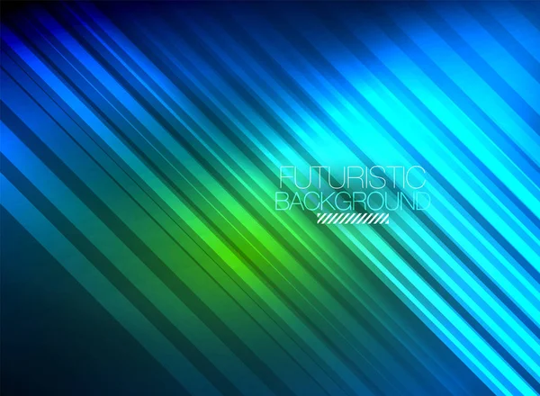 Lumineux néon couleur techno fond abstrait, luisant lignes néon dans le fond sombre — Image vectorielle