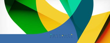 Asgari soyut arkaplan - beyaz üzerine gölge çizgileri ile örtüşen renk şekilleri. Duvar Kağıdı, Sancak, Arkaplan, İniş Sayfası için Vektör İllüstrasyonu