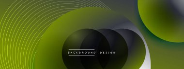 Gölgeli gradyan daireler. Vektör tekno soyut arka plan. Modern üstüste bindirme formları duvar kağıdı arkaplanı, tasarım şablonu