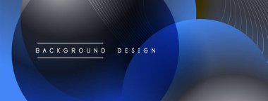 Gölgeli gradyan daireler. Vektör tekno soyut arka plan. Modern üstüste bindirme formları duvar kağıdı arkaplanı, tasarım şablonu