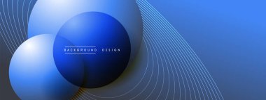 Gölgeli gradyan daireler. Vektör tekno soyut arka plan. Modern üstüste bindirme formları duvar kağıdı arkaplanı, tasarım şablonu