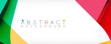 Asgari soyut arkaplan - beyaz üzerine gölge çizgileri ile örtüşen renk şekilleri. Duvar Kağıdı, Sancak, Arkaplan, İniş Sayfası için Vektör İllüstrasyonu