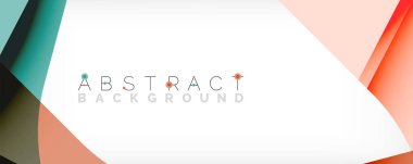 Asgari soyut arkaplan - beyaz üzerine gölge çizgileri ile örtüşen renk şekilleri. Duvar Kağıdı, Sancak, Arkaplan, İniş Sayfası için Vektör İllüstrasyonu