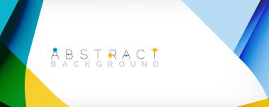 Asgari soyut arkaplan - beyaz üzerine gölge çizgileri ile örtüşen renk şekilleri. Duvar Kağıdı, Sancak, Arkaplan, İniş Sayfası için Vektör İllüstrasyonu