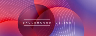 Gölgeli gradyan daireler. Vektör tekno soyut arka plan. Modern üstüste bindirme formları duvar kağıdı arkaplanı, tasarım şablonu