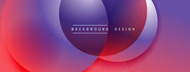 Gölgeli gradyan daireler. Vektör tekno soyut arka plan. Modern üstüste bindirme formları duvar kağıdı arkaplanı, tasarım şablonu
