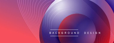 Gölgeli gradyan daireler. Vektör tekno soyut arka plan. Modern üstüste bindirme formları duvar kağıdı arkaplanı, tasarım şablonu