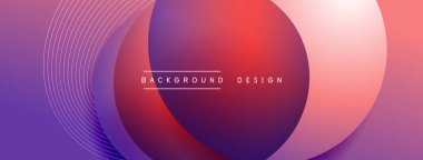 Gölgeli gradyan daireler. Vektör tekno soyut arka plan. Modern üstüste bindirme formları duvar kağıdı arkaplanı, tasarım şablonu