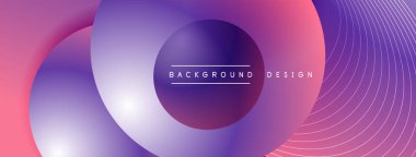 Gölgeli gradyan daireler. Vektör tekno soyut arka plan. Modern üstüste bindirme formları duvar kağıdı arkaplanı, tasarım şablonu