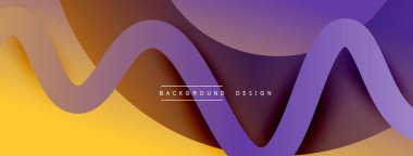 Gölge efektli dalga çizgisi olan soyut gradyan arkaplan. Geometrik bileşim. 3B gölge efektleri ve sıvı eğimleri