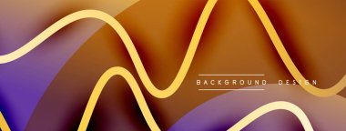 Gölge efektli dalga çizgisi olan soyut gradyan arkaplan. Geometrik bileşim. 3B gölge efektleri ve sıvı eğimleri