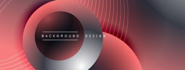 Gölgeli gradyan daireler. Vektör tekno soyut arka plan. Modern üstüste bindirme formları duvar kağıdı arkaplanı, tasarım şablonu