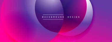 Gölgeli gradyan daireler. Vektör tekno soyut arka plan. Modern üstüste bindirme formları duvar kağıdı arkaplanı, tasarım şablonu