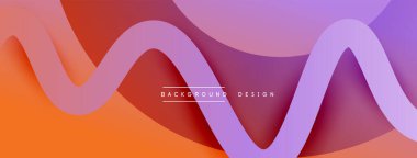 Gölge efektli dalga çizgisi olan soyut gradyan arkaplan. Geometrik bileşim. 3B gölge efektleri ve sıvı eğimleri