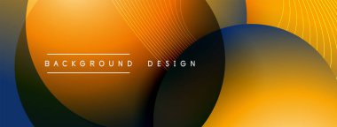 Gölgeli gradyan daireler. Vektör tekno soyut arka plan. Modern üstüste bindirme formları duvar kağıdı arkaplanı, tasarım şablonu