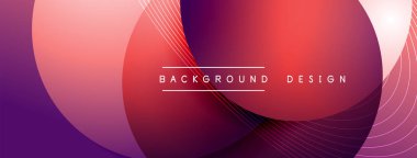 Gölgeli gradyan daireler. Vektör tekno soyut arka plan. Modern üstüste bindirme formları duvar kağıdı arkaplanı, tasarım şablonu