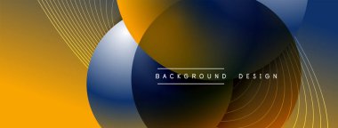 Gölgeli gradyan daireler. Vektör tekno soyut arka plan. Modern üstüste bindirme formları duvar kağıdı arkaplanı, tasarım şablonu