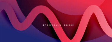 Gölge efektli dalga çizgisi olan soyut gradyan arkaplan. Geometrik bileşim. 3B gölge efektleri ve sıvı eğimleri