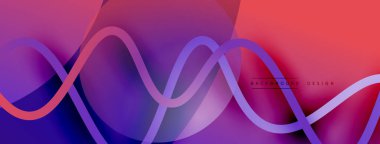 Gölge efektli dalga çizgisi olan soyut gradyan arkaplan. Geometrik bileşim. 3B gölge efektleri ve sıvı eğimleri