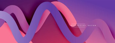 Gölge efektli dalga çizgisi olan soyut gradyan arkaplan. Geometrik bileşim. 3B gölge efektleri ve sıvı eğimleri