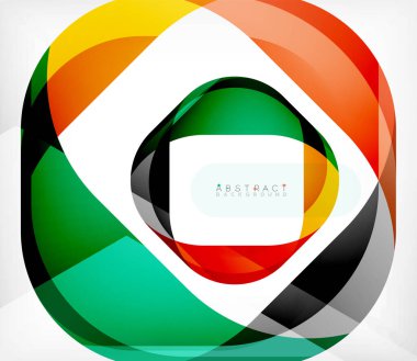 Üst üste binen dalgalarla soyut kare şekil, minimum geometrik arkaplan. Duvar Kağıdı, Sancak, Arkaplan, İniş Sayfası için Vektör İllüstrasyonu