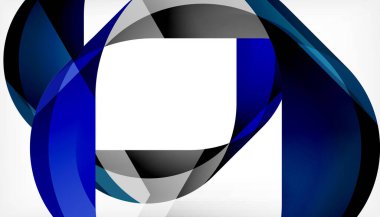 Üst üste binen dalgalarla soyut kare şekil, minimum geometrik arkaplan. Duvar Kağıdı, Sancak, Arkaplan, İniş Sayfası için Vektör İllüstrasyonu