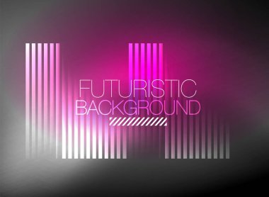 Parlak neon rengi tekno soyut arkaplan, koyu arkaplanda parlak neon çizgiler