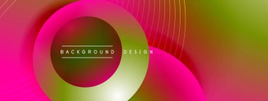 Gölgeli gradyan daireler. Vektör tekno soyut arka plan. Modern üstüste bindirme formları duvar kağıdı arkaplanı, tasarım şablonu