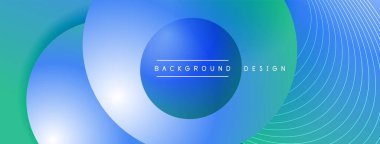 Gölgeli gradyan daireler. Vektör tekno soyut arka plan. Modern üstüste bindirme formları duvar kağıdı arkaplanı, tasarım şablonu
