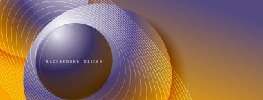 Gölgeli gradyan daireler. Vektör tekno soyut arka plan. Modern üstüste bindirme formları duvar kağıdı arkaplanı, tasarım şablonu