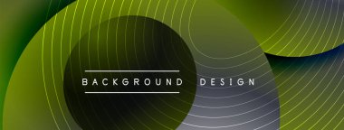 Gölgeli gradyan daireler. Vektör tekno soyut arka plan. Modern üstüste bindirme formları duvar kağıdı arkaplanı, tasarım şablonu