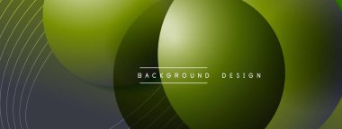 Gölgeli gradyan daireler. Vektör tekno soyut arka plan. Modern üstüste bindirme formları duvar kağıdı arkaplanı, tasarım şablonu